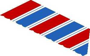 Sticker  2.6 x  7 with White/Red/Blue Stripes - Right