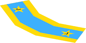 Sticker Funnel  3.3 x  7.5 Blue with Yellow Stripes and Star