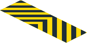 Sticker  1.2 x  3.8 with Double Diagonal Black/Yellow Stripes