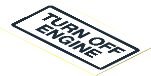 Sticker  1.1 x  1.9 with Black "TURN OFF ENGINE" and Border
