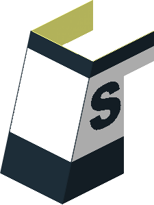 Sticker Funnel Black with White Stripe and "S" Logo (Formed for Slope Brick 75   2 x  2 x  3)