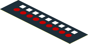 Sticker  1.0 x  3.8 with 9 Red Circles, 9 White Squares on Black