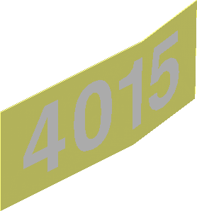 Sticker  1.1 x  2.9 with White "4015" on Transparent Background (Formed for Boat Stern Left Side)