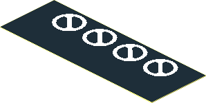 Sticker  1 x  2.8 with Four White Circles with Diagonals on Black Background