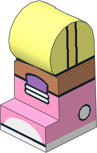 Minifig Leg Left with Stripes, Kneepad and Bright Pink Boots Pattern