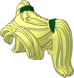 Minifig Hair Female Pigtails High, Long Bangs, Hole on Top with Dark Green Hair Ties Pattern