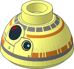 Brick Round  1.4 x  1.4 x  0.667 Dome Top with SW BB-8 Droid Head with Small Photoreceptor Pattern