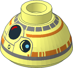 Brick Round  1.4 x  1.4 x  0.667 Dome Top with SW BB-8 Droid Head with Large Photoreceptor Pattern