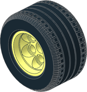 Wheel 25 x 28 VR with 35mm Diameter Rear Rim and Complete Cross Axle Hole with Tyre 28/ 38 x 28 VR