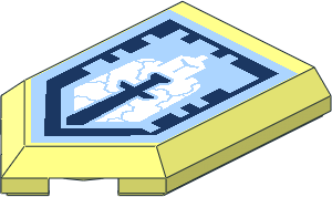 Tile  3 x  2 with Angled End with Nexo Power Shield Pattern - Fallen Hero