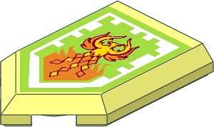 Tile  3 x  2 with Angled End with Nexo Power Shield Pattern - Flight of the Phoenix