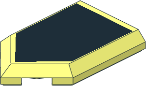 Tile  3 x  2 with Angled End with Black Top Face Pattern