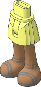 Figure Friends Hips and Legs with Short Skirt with Medium Nougat Legs and Silver Double Ankle and Foot Straps Sandals Pattern