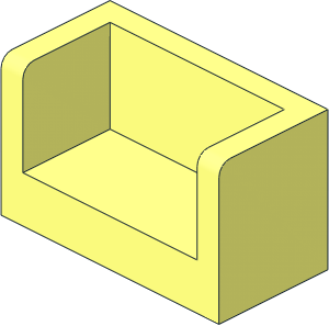 Panel  1 x  2 x  1 Double Corner with Rounded Corners