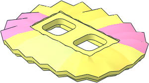 Minifig Skirt Ruffled with Bright Pink, Bright Light Yellow, and Yellowish Green Panels Pattern