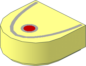 Tile  1 x  1 with Rounded End with Red Disc and Light Grey Arc Pattern