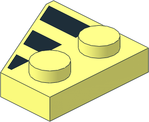 Wing  2 x  2 Right with 3 Black Stripes Pattern