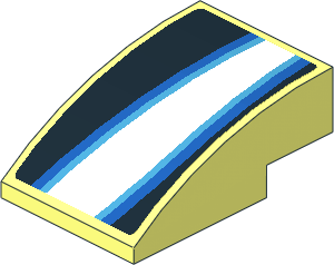 Slope Brick Curved  3 x  2 with White Trapezoid and Light blue Stripes on Black Background Right Sticker