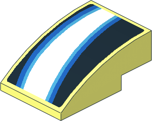 Slope Brick Curved  3 x  2 with White Trapezoid and Light blue Stripes on Black Background Left Sticker