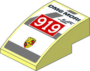 Slope Brick Curved  3 x  2 with Black Stripe on White Background Sticker