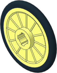 Wheel  2 x 21 with Wheel Pin Hole with Integral Rubber Black Tyre Pattern