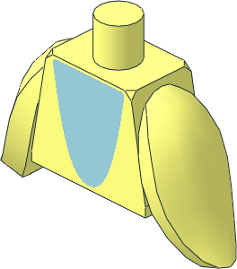 Minifig Torso with Flipper Arms with Light Blue Parabola Shaped Belly Pattern