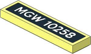 Tile  1 x  4 with White "MGW 10258" on Black Background Sticker