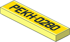 Tile  1 x  4 with Yellow License Plate "PEKH-0280" Sticker