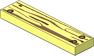 Tile  1 x  4 with Wood Grain and  3 Silver Nails Pattern
