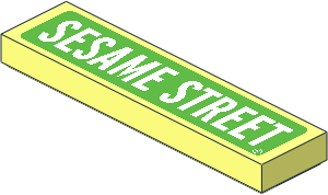 Tile  1 x  4 with White 'SESAME STREET' on Bright Green Background Pattern