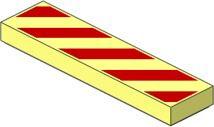Tile  1 x  4 with Red Danger Stripes Type 2 Pattern