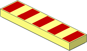 Tile  1 x  4 with 5 Red Stripes Pattern