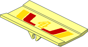 Hinge  6 x  3 Radar with Yellow "4" and Red/Yellow Stripes Pattern