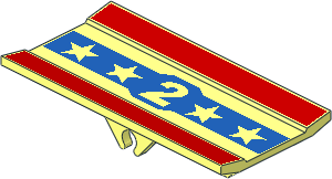 Hinge  6 x  3 Radar with Red and Blue Stripes with White "2" and Stars Pattern