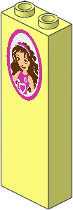 Brick  1 x  2 x  5 with Girl Picture in Dark Pink Frame Sticker