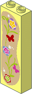 Brick  1 x  2 x  5 with Flowers and Butterflies Right Sticker