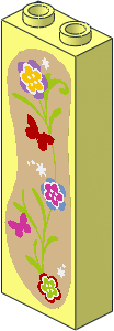 Brick  1 x  2 x  5 with Flowers and Butterflies Left Sticker