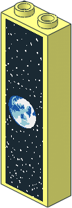 Brick  1 x  2 x  5 with Blocked Open Studs and Symmetric Inner Ridges with Red "00:15:10", Planet and Planet with Stars Stickers
