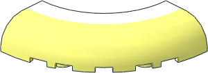 Brick  5 x  5 x  1 Corner Round with Curved Top with White Stripe Pattern
