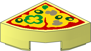 Tile  1 x  1 Corner Round with Pizza Slice Pattern