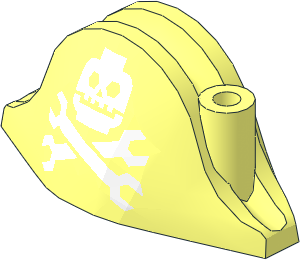 Minifig Hat Bicorne with Minifigure Skull and Crossed Spanners Pattern
