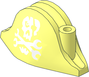 Minifig Hat Bicorne with White Slanted Skull with Eyepatch and Crossed Spanners Pattern