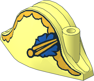Minifig Hat Bicorne with Gold Trim, Gold Button and Blue Flower Pattern