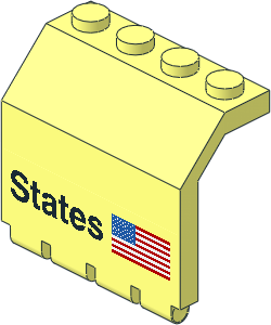 Hinge Panel  2 x  4 x  3.333 with "States" and United States Flag Sticker