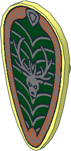 Minifig Shield Ovoid with Stag Head Pattern