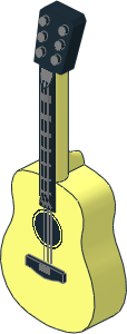 Minifig Acoustic Guitar with Black Fingerboard and Neck and Metallic Silver Strings Pattern