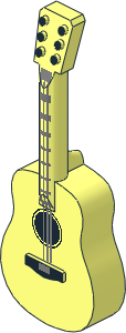 Minifig Acoustic Guitar with Black Tuning Pegs and Metallic Silver Strings Pattern
