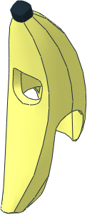 Minifig Headdress Banana with Black Ends Pattern