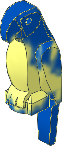 Animal Bird Parrot with Wide Beak and Tail with Marbled Blue Pattern
