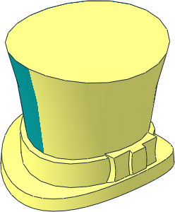 Minifig Hat Cylinder Tapered with Hatband with Half Side Dark Turquoise and Medium Lilac Flower Pattern